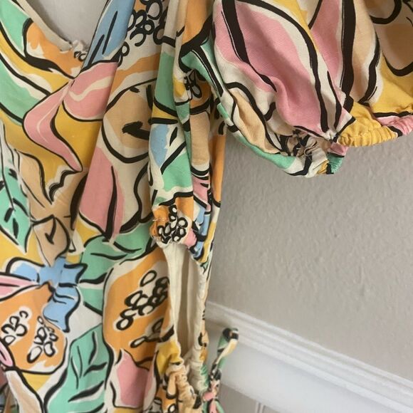 ASTR The Label Floral Puff Sleeve Cut Out Mini Dress Women's Size Large - Picture 7 of 11